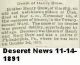 Deseret News 1891-11-14 Henry Grow Jr.